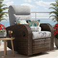 Outdoor Swivel Recliner Chair, All-Weather Wicker Reclining Patio Chair by Vakollia
