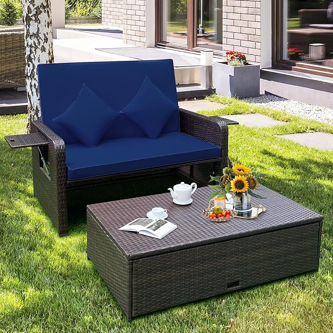 HAPPYGRILL Patio Rattan Wicker Daybed - Image 2
