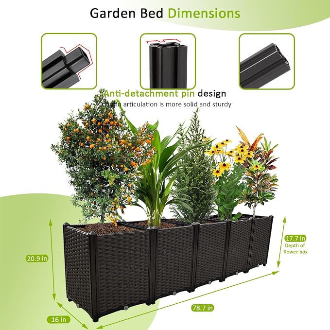 Large Planters for Outdoor Plants pots Elevated Garden Boxes Raised Garden Bed - Image 4