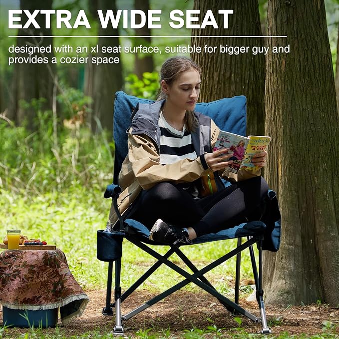 EVER ADVANCED Padded Oversized Folding Camping Chair - Image 6