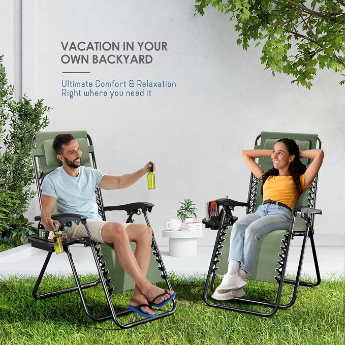 Nestl Zero Gravity Chairs Set of 4, Patio Lounge Chair Outdoor - Image 9