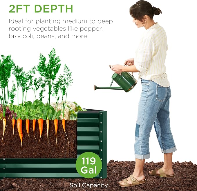 Best Choice Products 4x2x2ft Outdoor Metal Raised Garden Bed, Deep Root Box - Image 4