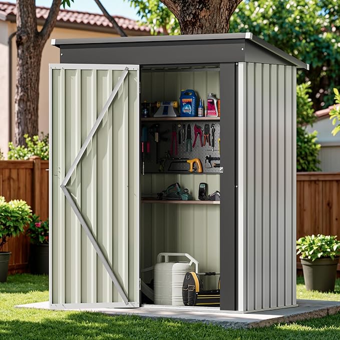 Devoko Outdoor Storage Shed 5 x 3 FT Lockable Metal Garden Shed Steel - Image 2