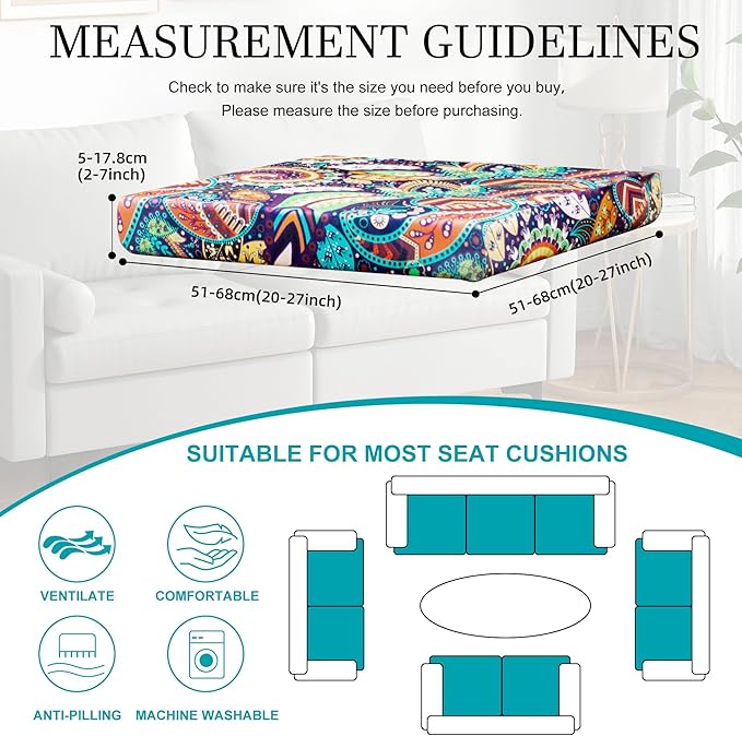 12 Pcs Stretch Patio Cushion Covers, Outdoor Couch Covers Replacement, Outdoor - Image 2