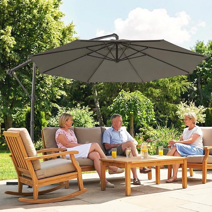 Outsunny 10 ft Offset Patio Umbrella - Image 9