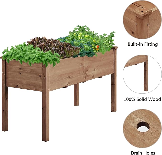 Yaheetech 1pc Raised Garden Bed 48x24x30in Elevated Wooden Horticulture Planter - Image 5
