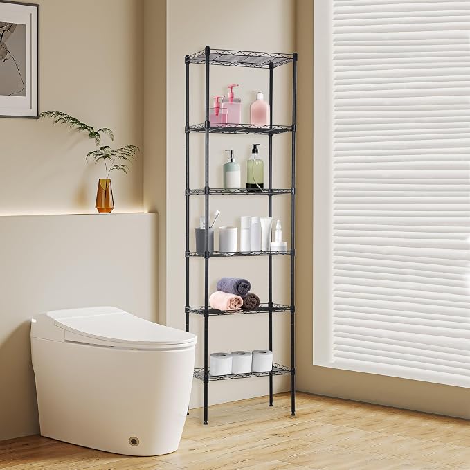 BestOffice | 6-Tier Wire Storage Shelves | 17x12x64 | Black | - Image 2