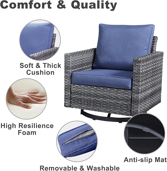 Belord 7 Piece Outdoor Furniture Patio Wicker Sofa Set, Oversize Outdoor Swivel - Image 8