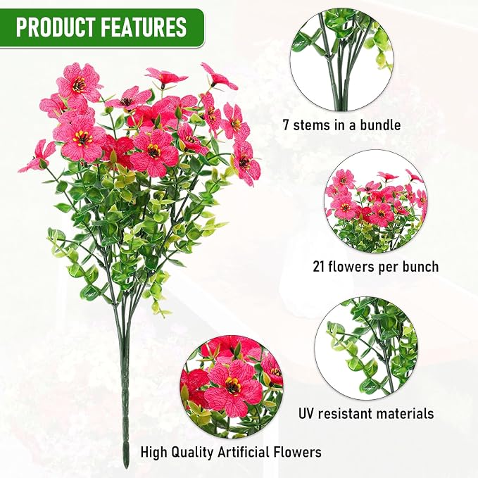 Artificial Flowers Outdoor Fake Plants, Faux Silk Flowers Plastic Plants - Image 8