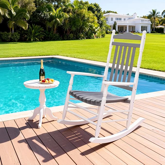 VINGLI Wooden Rocking Chair, Outdoor Chair - Image 7