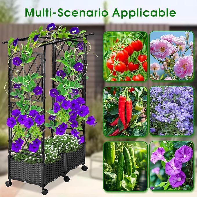 Planter with Trellis Raised Garden Beds, 4.5ft Tall with Screen Indoor Outdoor - Image 3