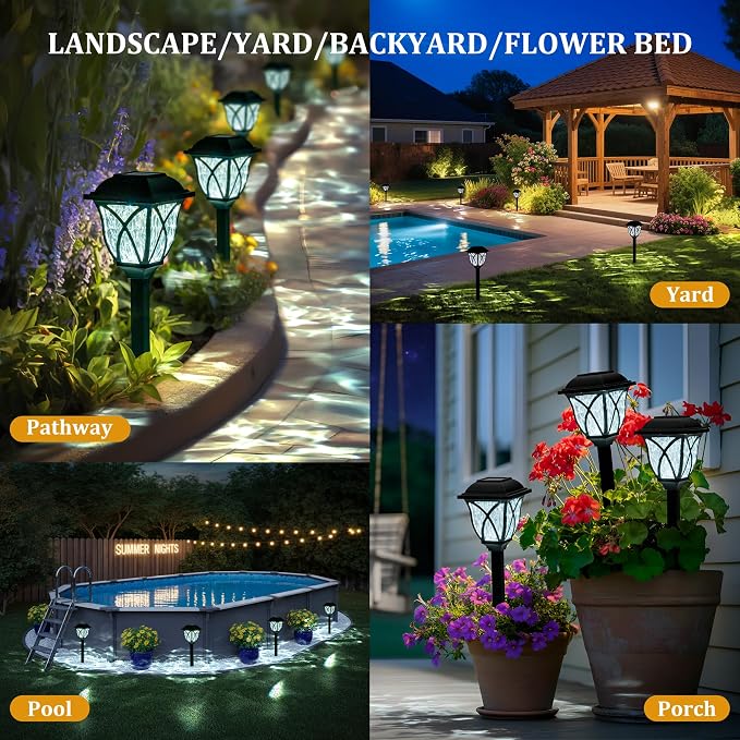 GIGALUMI 6 Pack Solar Lights Outdoor Waterproof, LED Solar Garden Lights - Image 2