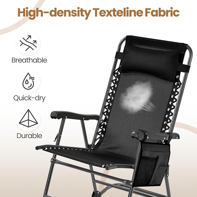 Yaheetech 26in Rocking Chair Outdoor Zero Gravity Folding Chairs Rocking Chairs - Image 6