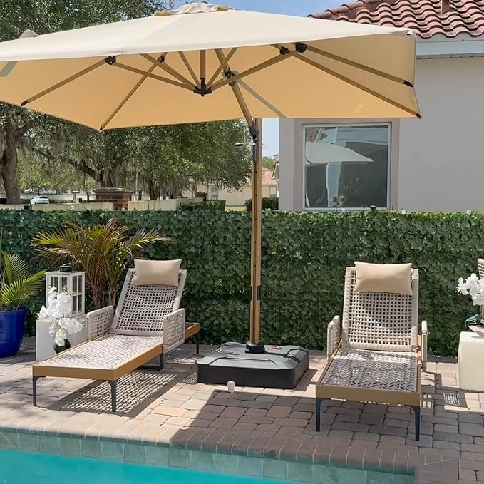 PURPLE LEAF 2 Pieces Outdoor Chaise Lounge Set Rattan Wicker Lounger - Image 3
