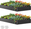 YITAHOME 8x4x1ft 2pcs Large Raised Garden Bed Kit, Galvanized Metal Planter Box by YITAHOME