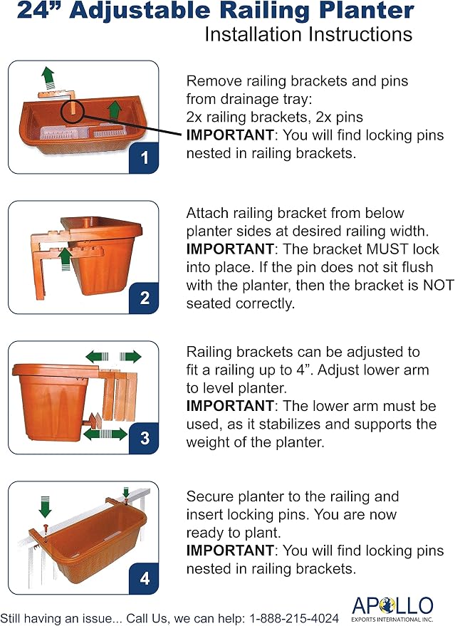 Apollo Exports International 24" Adjustable Railing Planter - Image 6