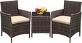 Greesum 3 Pieces Patio Furniture Sets Outdoor PE Rattan Wicker Chairs by BuynowfromGreesum