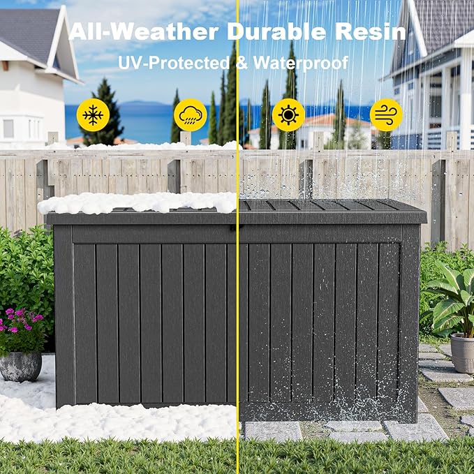 260 Gallon Outdoor Deck Box, Lockable Waterproof Outdoor Storage Boxes - Image 6