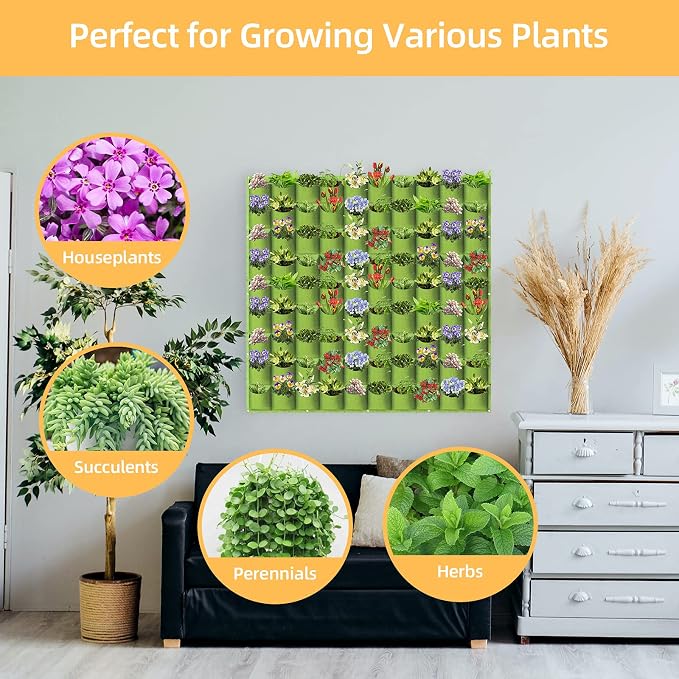 Hanging Planting Grow Bags, 90 Pockets Hanging Vertical Wall Planter Wall - Image 5