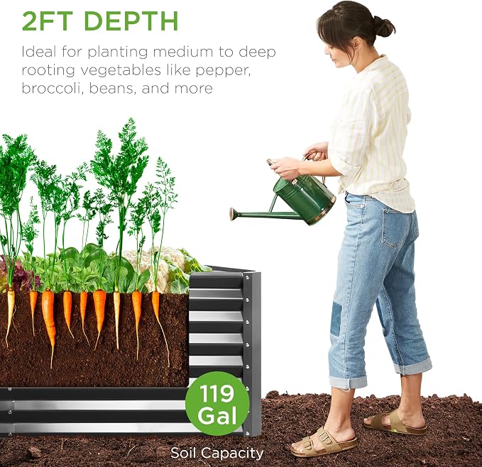Best Choice Products 4x2x2ft Outdoor Metal Raised Garden Bed, Deep Root Box - Image 4
