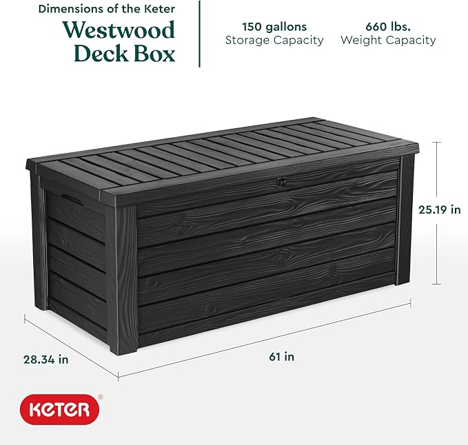 Keter Westwood 150 Gallon Resin Large Outdoor Storage Box - Image 2