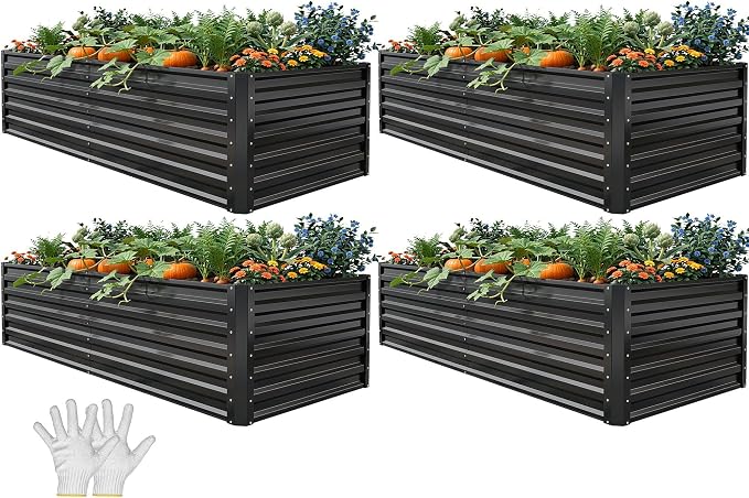 YITAHOME 6x3x2 ft 4pcs Galvanized Raised Garden Bed Kit, Large Metal Planter Box by YITAHOME