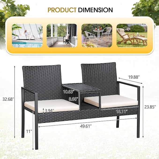 Devoko Patio Conversation Sets Outdoor Loveseat - Image 4