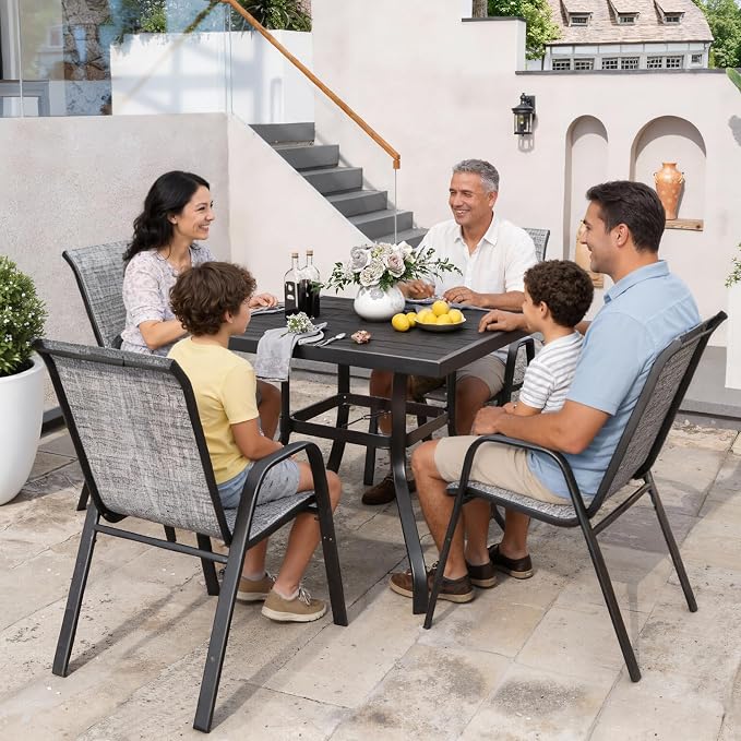 Patio Chairs Set of 8, Stackable Outdoor Dining Chairs - Image 4