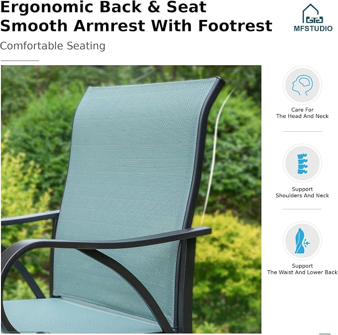 MFSTUDIO Outdoor Bar Stools Set of 4, Swivel Bar Height Patio Chairs Outdoor - Image 4