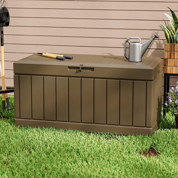 Greesum 82 Gallon Resin Deck Box All Weather Large Outdoor Storage - Image 3