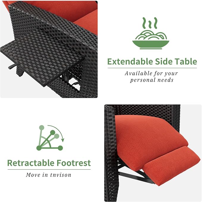IDEALHOUSE Wicker Outdoor Recliner Reclining Patio Chairs - Image 7