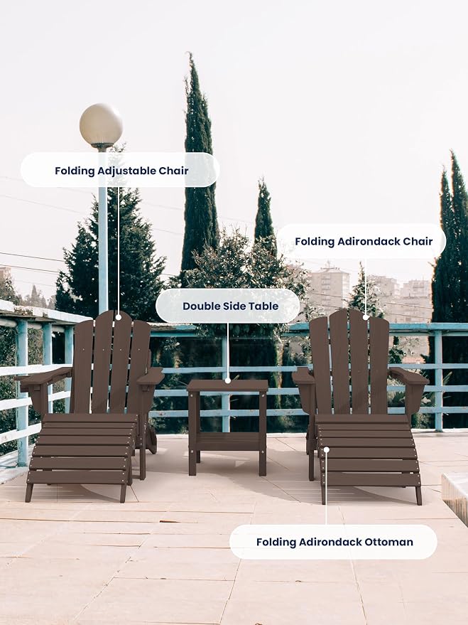 KINGYES Folding Adirondack Ottomans Set of 2 - Image 7