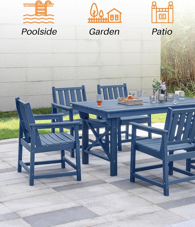 7 Pieces HDPE Outdoor Dining Set, Patio Dining Set - Image 7