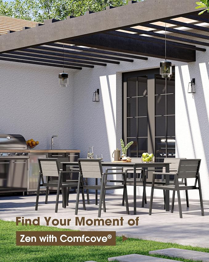 Outdoor Patio Dining Set for 4，Aluminum & HDPS Patio Table and Chairs Set - Image 7