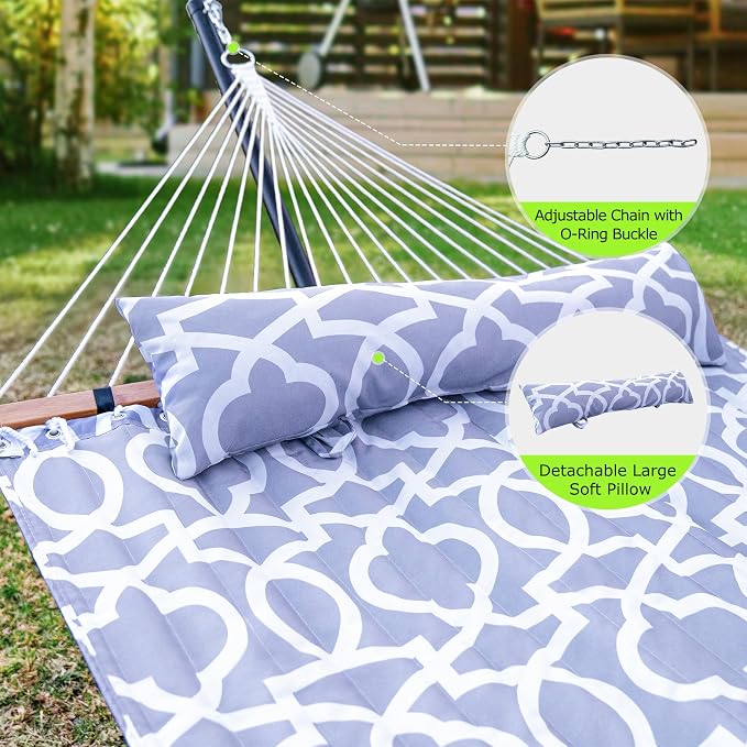 Double Hammock with Stand for Outdoor, Heavy Duty Portable Hammock with - Image 4