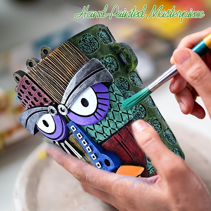 Abstract Face Planter Pots for Plants, Hand-Painted Colorful Flower Pots - Image 7