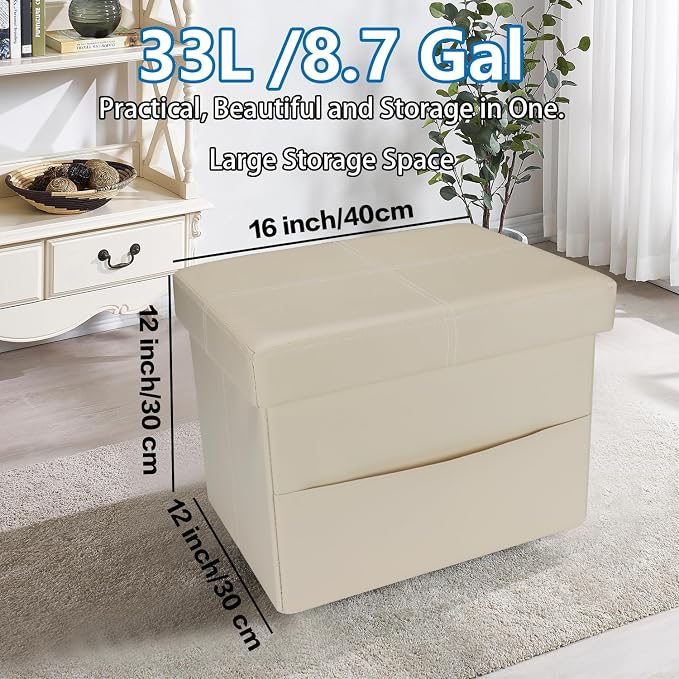 AmasSmile Storage Ottoman Folding Foot Rest Stool - Image 3
