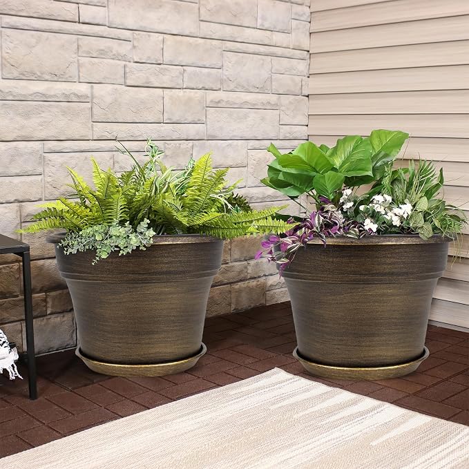 Plant Planters Pots Set of 4 Pack 10 Inch, Plastic Flower Pot - Image 6