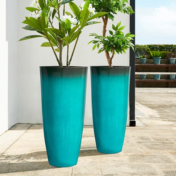 Glitzhome 30" H Tall Outdoor Planter, Plastic Large Flower Pots - Image 7