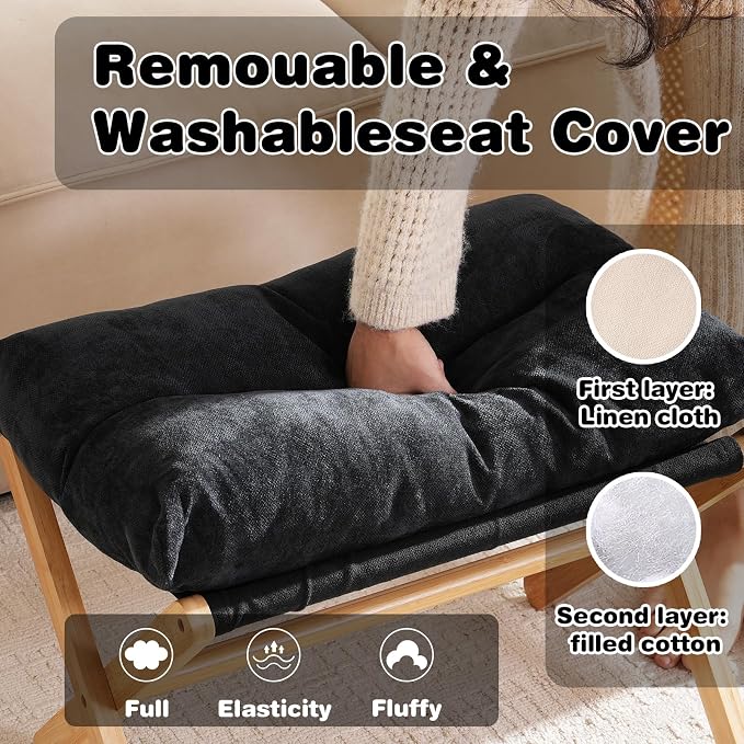 Ottoman Foot Rest- Bamboo Foldable Stool, Foot Stools Small Ottman - Image 4
