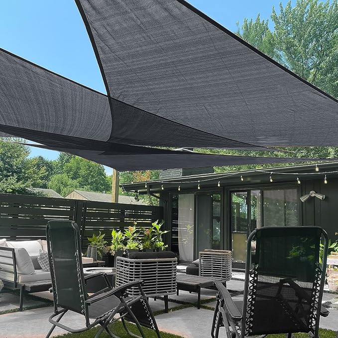 LOVE STORY Custom Size 8'x15'x17' Graphite Grey Sun Shade Sail Right Triangle by LOVESTORY