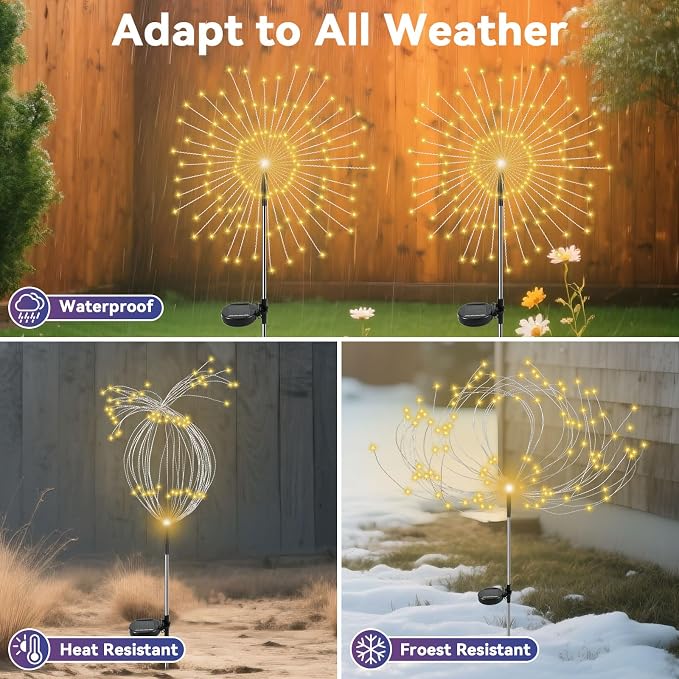 Garden Outdoor Lights, 2 Pack 120 LED Solar Garden Lights Fairy Lights Outdoor - Image 3