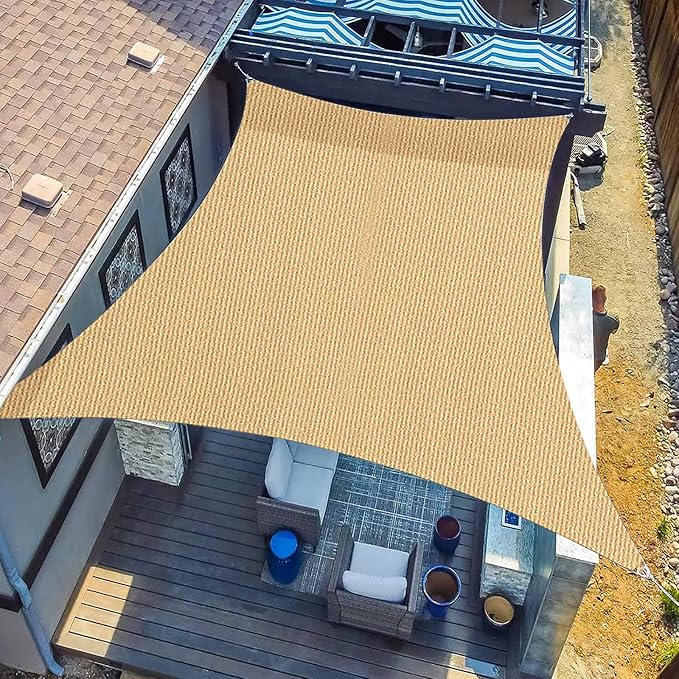 SUNLAX Custom Size 8' x 19' Sand Sun Shade Sail Canopy Commercial Rectangle by SUNLAX