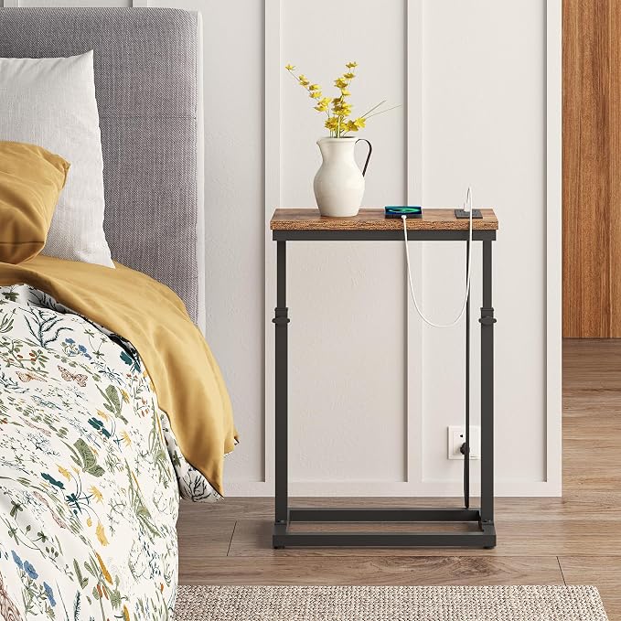 TUTOTAK End Table with Charging Station, Side Table, Tall Couch Table, Sofa - Image 8