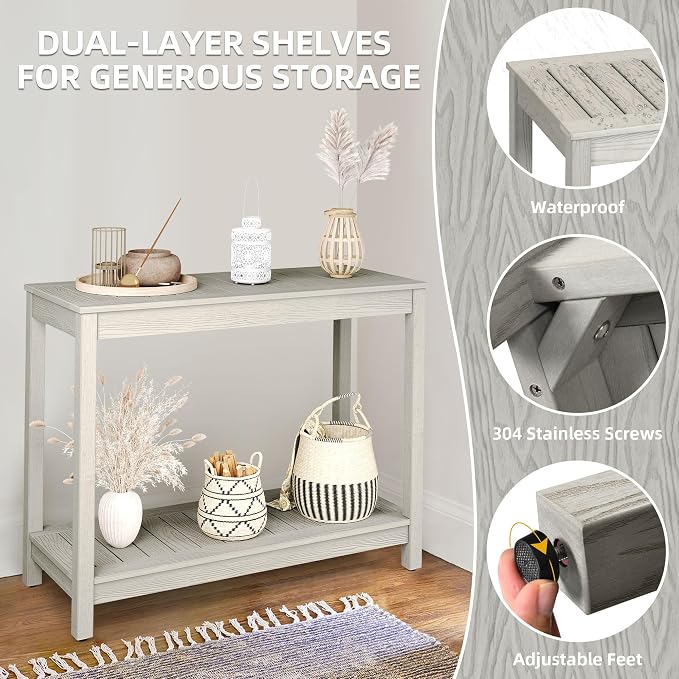 DWVO 38.3" Outdoor Bar Table Console Table, HIPS Material Indoor Outdoor - Image 4
