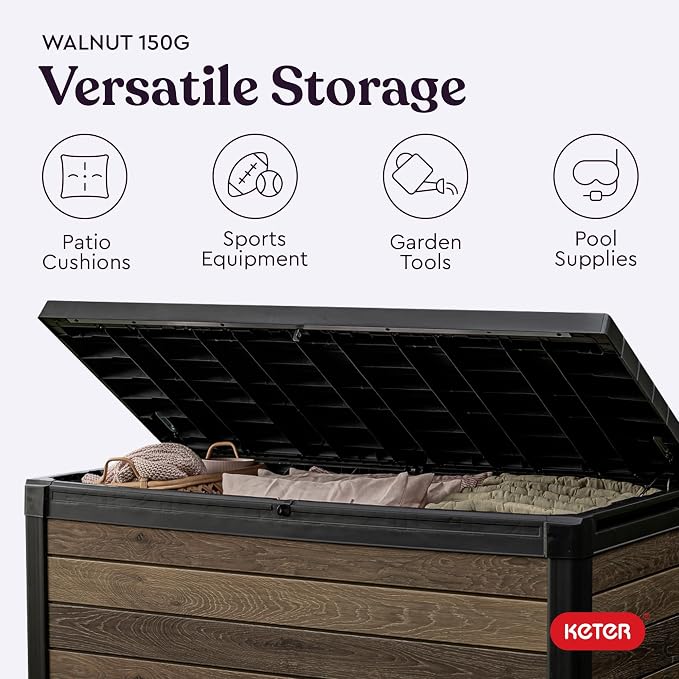 Keter Signature Collection 150 Gallon Resin Deck Box Organization and Storage - Image 8