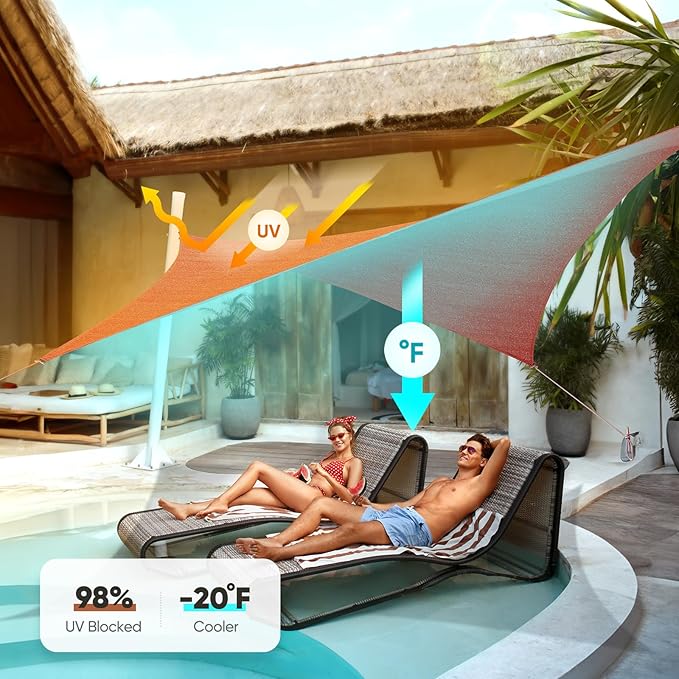 Quictent 24X24FT Large Overzied 185G HDPE Square Sun Shade Sail Canopy 98% UV - Image 3