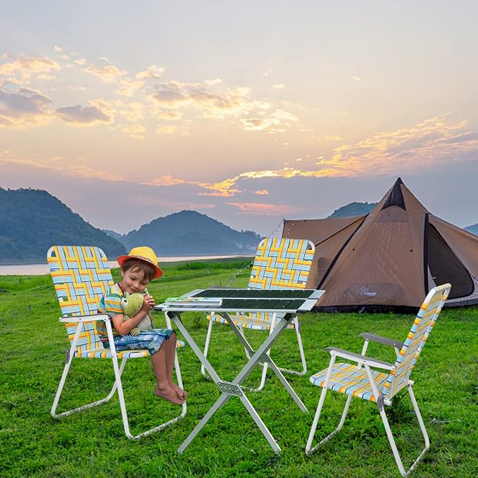 VINGLI Patio Lawn Webbed Folding Chairs Set of 2, Outdoor Beach Chair Portable - Image 2