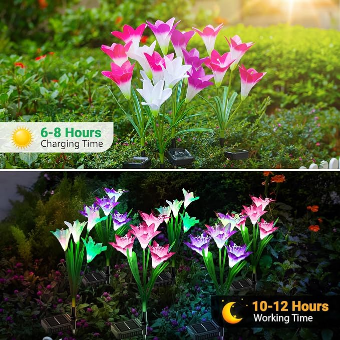 WdtPro Solar Outdoor Lights Garden Decorative 10 Pack, Waterproof Solar Garden - Image 5