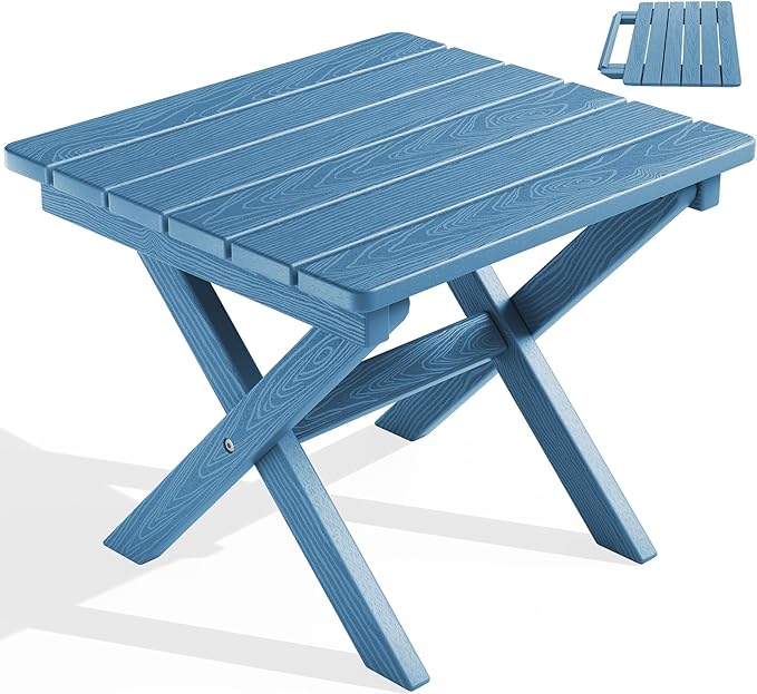 SERWALL Folding Adirondack Side Table, Portable Small Outdoor Table, Weather by SERWALL